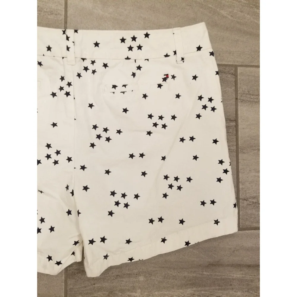 Tommy Hilfiger Shorts Women's 10 White Star‎ Printed Chino Cotton Casual Stars